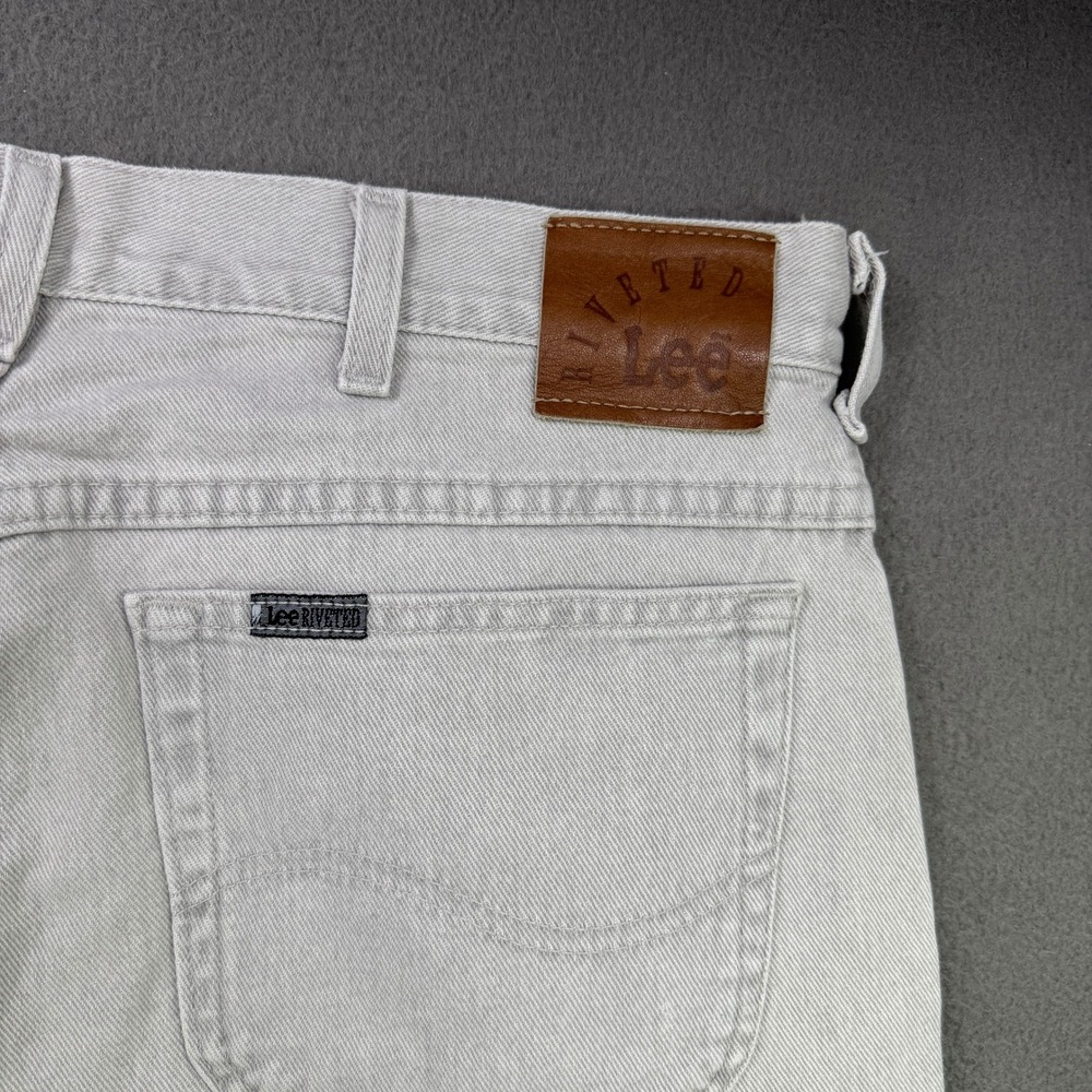 Vintage Lee Riveted Jeans Mens 36x30 (34) Gray Denim Straight Regular 90s Grunge - Picture 10 of 12